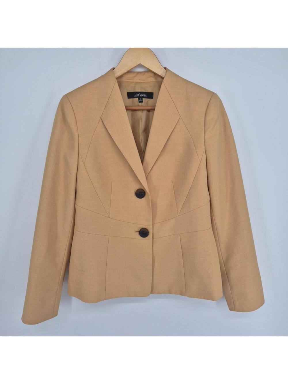 Le Suit Seperates Classic Two Button Blazer Suit Jacket Mustard Yellow Women's 6